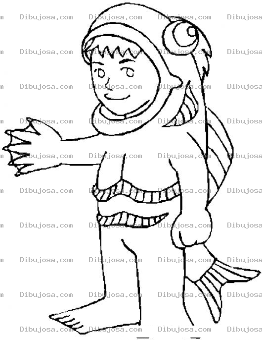 Dibujo para colorear Disfraz De Pescado Para Pintar Y Colorear