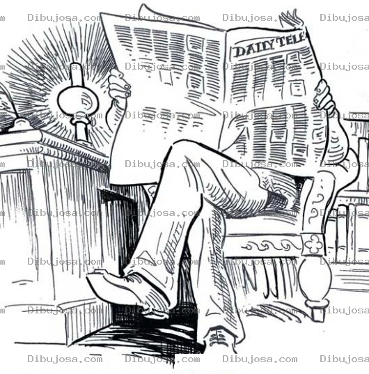 Dibujo para colorear Dibujo De Hombre Leyendo El Diario Sentado Para Pintar Y Colorear