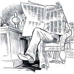 Dibujo para colorear Dibujo De Hombre Leyendo El Diario Sentado Para Pintar Y Colorear