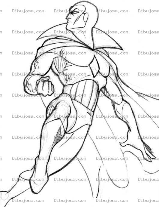 Dibujo para colorear Dibujo De Super Heroe Volador Con Capa Para Pintar Y Colorear