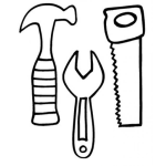 Dibujo para colorear Dibujo De Herramientas De Carpintero Martillo Llave Hexagonal Y Serrucho Para Pintar Y Colorear