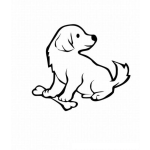 Dibujo para colorear Colorear perrito sobre un hueso