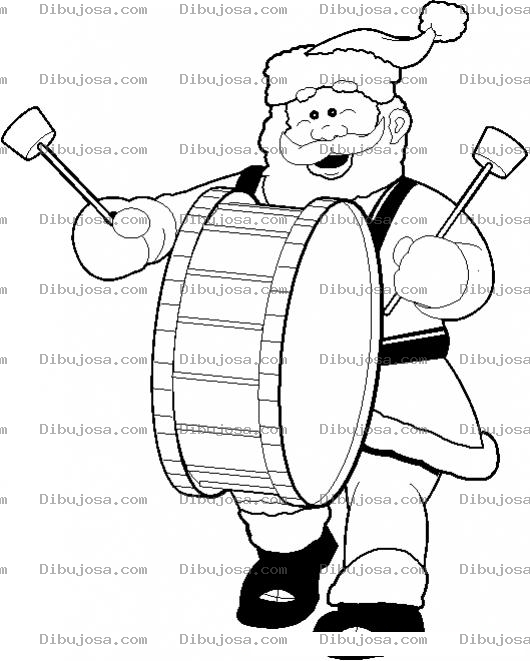 Dibujo para colorear Dibujo De Viejito Pascuero Con Tambor Para Pintar Y Colorear A Santaclaus Tocando Tambor