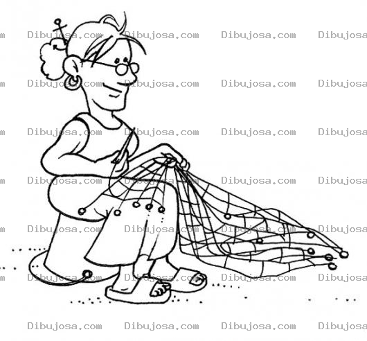 Dibujo para colorear Dibujo De Abuelita Tejiendo Un Mantel Para Pintar Y Colorear