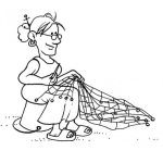 Dibujo para colorear Dibujo De Abuelita Tejiendo Un Mantel Para Pintar Y Colorear