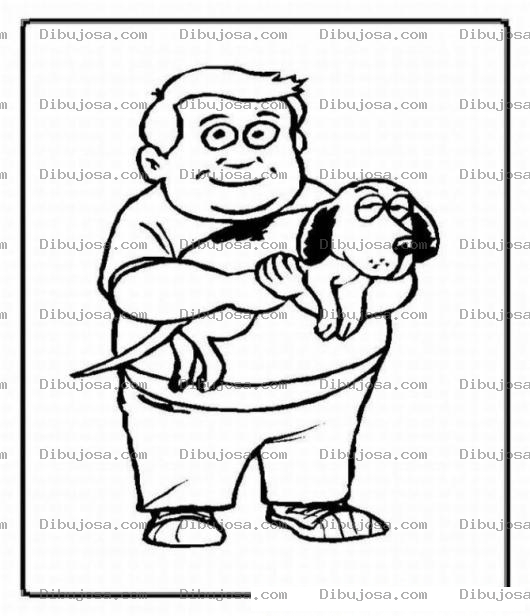 Dibujo para colorear Pintar gordito con su perrito
