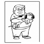 Dibujo para colorear Pintar gordito con su perrito