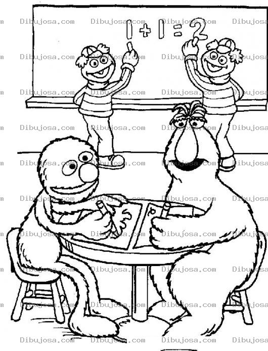 Dibujo para colorear Dibujo De Clase De Matematicas De Plaza Sesamo Para Pintar Y Colorear Personajes De Plazasesamo
