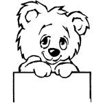 Dibujo para colorear Osito Con Rotulo En Blanco Para Pintar Y Colorear Osito Con Un Cartel