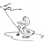 Dibujo para colorear Pato Volando Barrilete Para Pintar Y Colorear
