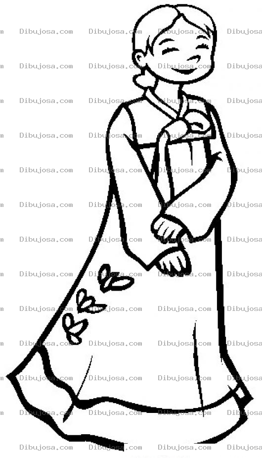 Dibujo para colorear Dibujo De Mujer Koreana Para Pintar Y Colorear