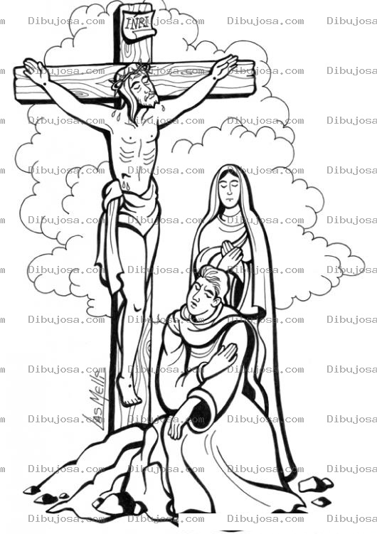 Dibujo para colorear Dibujo De Maria Con Jesus Crucificado Para Pintar Y Colorear