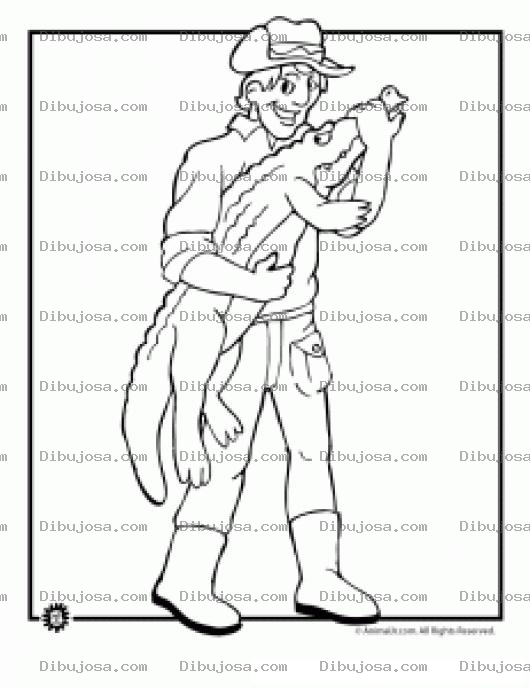 Dibujo para colorear Dibujo De Cazador De Cocodrilos Para Pintar Y Colorear