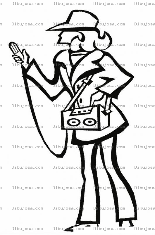 Dibujo para colorear Dibujo De Reportera Con Grabadora Para Pintar Y Colorear