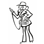 Dibujo para colorear Dibujo De Reportera Con Grabadora Para Pintar Y Colorear