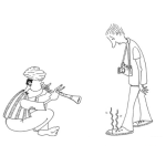 Dibujo para colorear Encantador De Culebras Levantando Las Correas De Los Zapatos De Un Fotografo Para Pintar Y Colorear