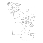 Dibujo para colorear Dibujo De La Letra B De Barco B De Buzo Y Be De Ballena Para Pintar Y Colorear