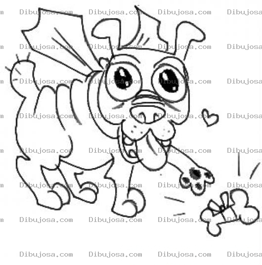 Dibujo para colorear Dibujo De Super Perrito Contento Con Un Huesito Para Pintar Y Colorear