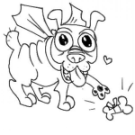 Dibujo para colorear Dibujo De Super Perrito Contento Con Un Huesito Para Pintar Y Colorear