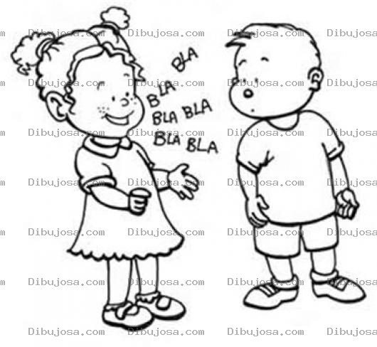 Dibujo para colorear Dibujo De Nina Platicadora Y Habladora Hasta Por Los Codos Para Pintar Y Colorear Blablabla