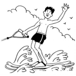 Dibujo para colorear Dibujo De Esqui Acuatico Para Pintar Y Colorear Hombre Esquiando En El Agua Halado Por Una Lancha