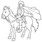 Dibujo para colorear Colorear Pincipe En Caballo Blanco