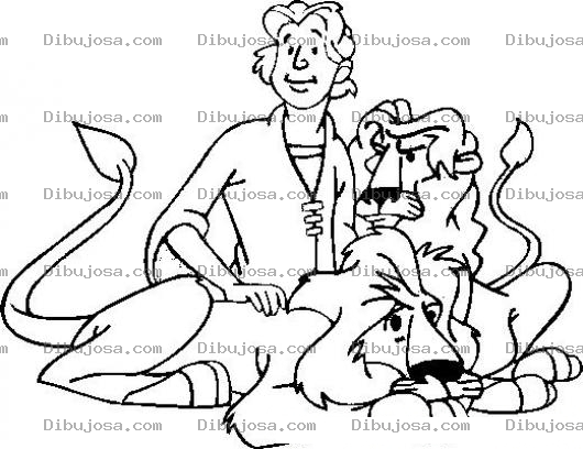 Dibujo para colorear Dibujo Biblico De Daniel Con Los Leones Para Pintar Y Colorear Danielleones