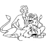 Dibujo para colorear Dibujo Biblico De Daniel Con Los Leones Para Pintar Y Colorear Danielleones
