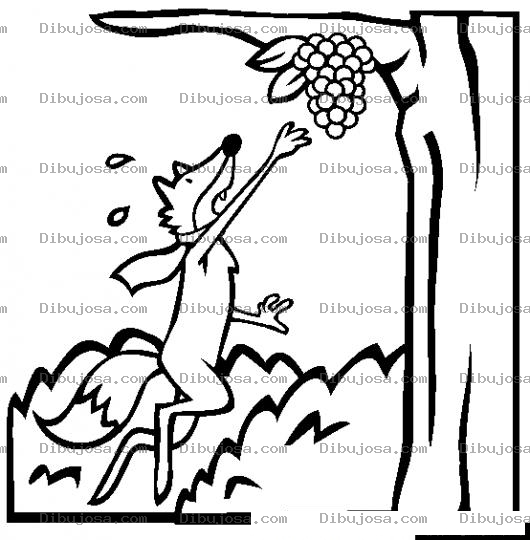 Dibujo para colorear La Zorra Y Las Uvas Para Pintar Y Colorear