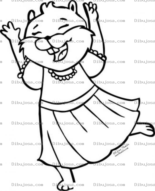 Dibujo para colorear Ardilla Con Vestido Para Pintar Y Colorear