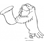 Dibujo para colorear Dibujo De Pajaro Tocando La Trompeta Para Pintar Y Colorear