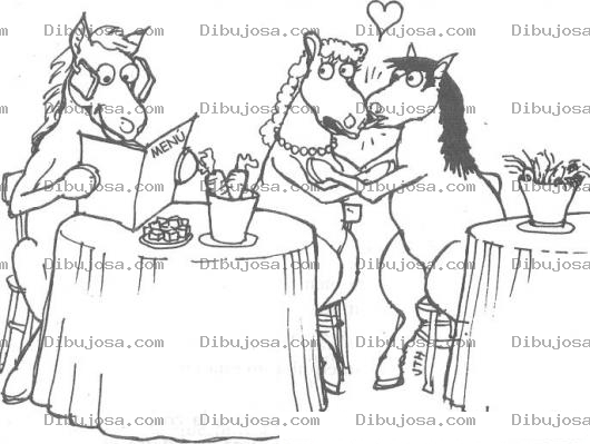 Dibujo para colorear Restaurante De Caballos Para Pintar Y Colorear