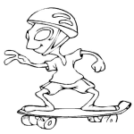 Dibujo para colorear Dibujo De Marciano En Patineta Para Pintar Y Colorear