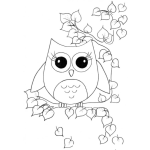 Dibujo para colorear Dibujo De Tecolota En Un Arbol Para Pintar Y Colorear