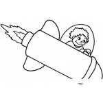 Dibujo para colorear Dibujo De Nino Descendiendo A La Tierra En Cohete Espacial Para Pintar Y Colorear