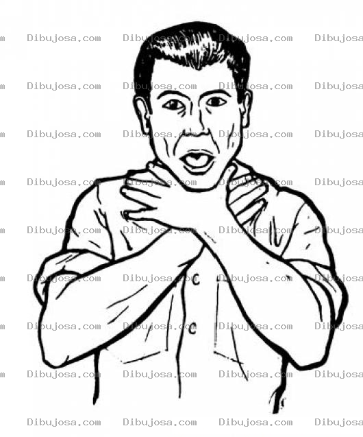 Dibujo para colorear Dibujo De Hombre Atragantado Ahogandose Con Comida Atorada En La Garganta Para Pintar Y Colorear