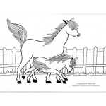 Dibujo para colorear mama caballo e hijo para colorear