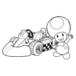 Dibujo para colorear Dibujo De Honguito Con Su Carrito De Mario Kart Para Pintar Y Colorear Mariokarts