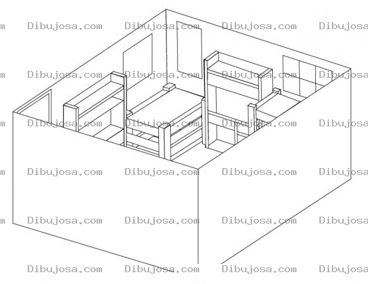 Dibujo para colorear Dibujo De Una Habitacion En 3dD Para Pintar Y Colorear