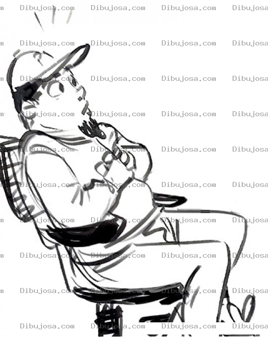 Dibujo para colorear Dibujo De Muchacho Gordito Sentado En Una Silla Con Un Poco De Panico Para Pintar Y Colorear