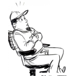 Dibujo para colorear Dibujo De Muchacho Gordito Sentado En Una Silla Con Un Poco De Panico Para Pintar Y Colorear