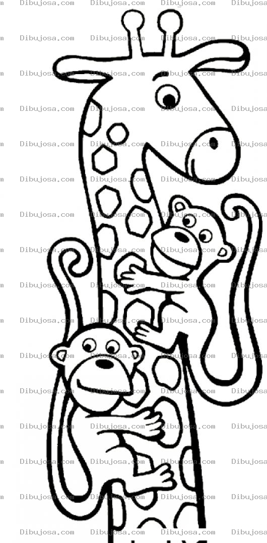 Dibujo para colorear Dibujo De Jirafa Con Monitos Para Pintar Y Colorear