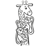 Dibujo para colorear Dibujo De Jirafa Con Monitos Para Pintar Y Colorear