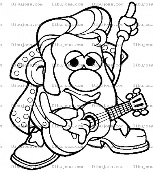 Dibujo para colorear Dibujo Del Senor Cara De Papa Con Traje De Elvis Para Pintar Y Colorear A Elvispretley Cara De Papa