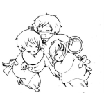 Dibujo para colorear Dibujo De 3 Hermanitos Durmiendo Juntos Para Pintar Y Colorear