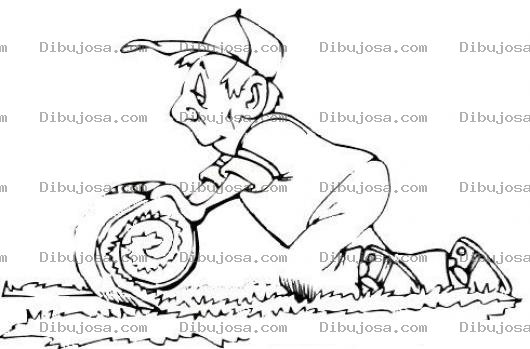 Dibujo para colorear Dibujo De Jardinero Pegando Grama Para Pintar Y Colorear Hombre Con Rollo De Grama