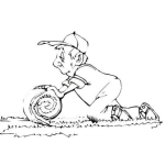 Dibujo para colorear Dibujo De Jardinero Pegando Grama Para Pintar Y Colorear Hombre Con Rollo De Grama