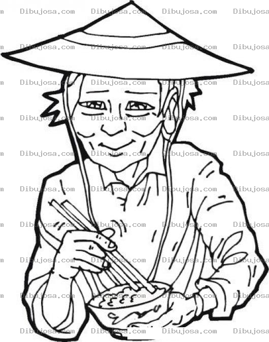 Dibujo para colorear Dibujo De Viejito Chinito Comiendo Con Palillos Chinos Para Pintar Y Colorear Abuelito Chinito