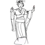 Dibujo para colorear Dibujo De Chinita Bailando Con Vestido Chino Para Pintar Y Colorear