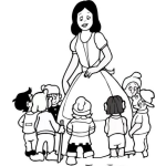 Dibujo para colorear Dibujo De Blancanieves Con Los 7 Enanitos Para Pintar Y Colorear